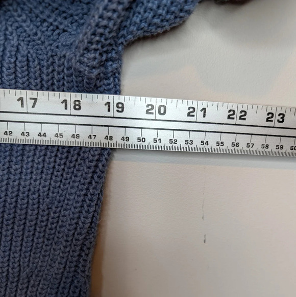 TALBOTS Blue Scoop Crew Neck Patterned Knit 100% Cotton Sweater Womans Medium - Picture 5 of 7